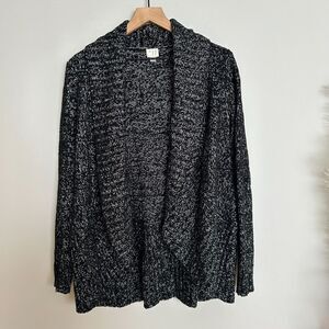 A New Day Marled Black Rounded Shawl Cardigan